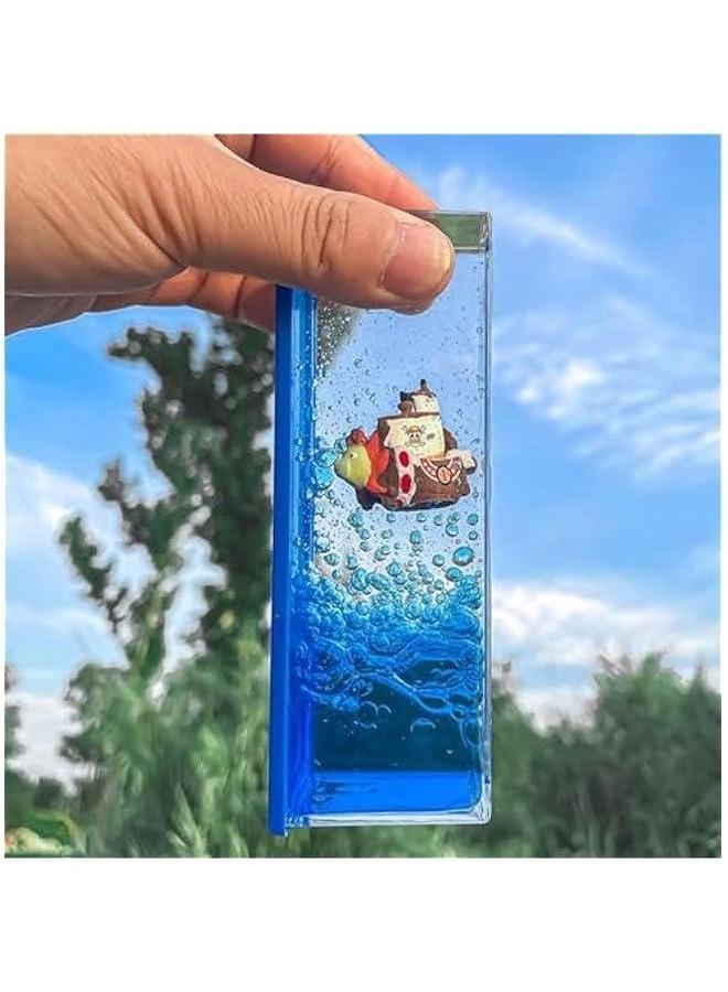 Unsinkable Boat Thousand Sunny Pirate Ship Model in a Box Bottle, Non Sinking Anime Fluid Drift Bottle Decorations Desk Decor Ornament for Fans Gifts - Image 2