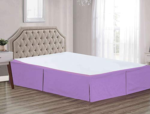 Sheets & Beyond Super Soft Solid Brushed Microfiber 14" Pleated Bed Skirt/Dust Ruffle (Twin Size, Lavander) - Image 2