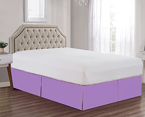 Sheets & Beyond Super Soft Solid Brushed Microfiber 14" Pleated Bed Skirt/Dust Ruffle (Twin Size, Lavander) - Image 1