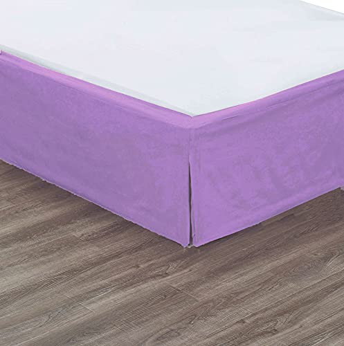 Sheets & Beyond Super Soft Solid Brushed Microfiber 14" Pleated Bed Skirt/Dust Ruffle (Twin Size, Lavander) - Image 3