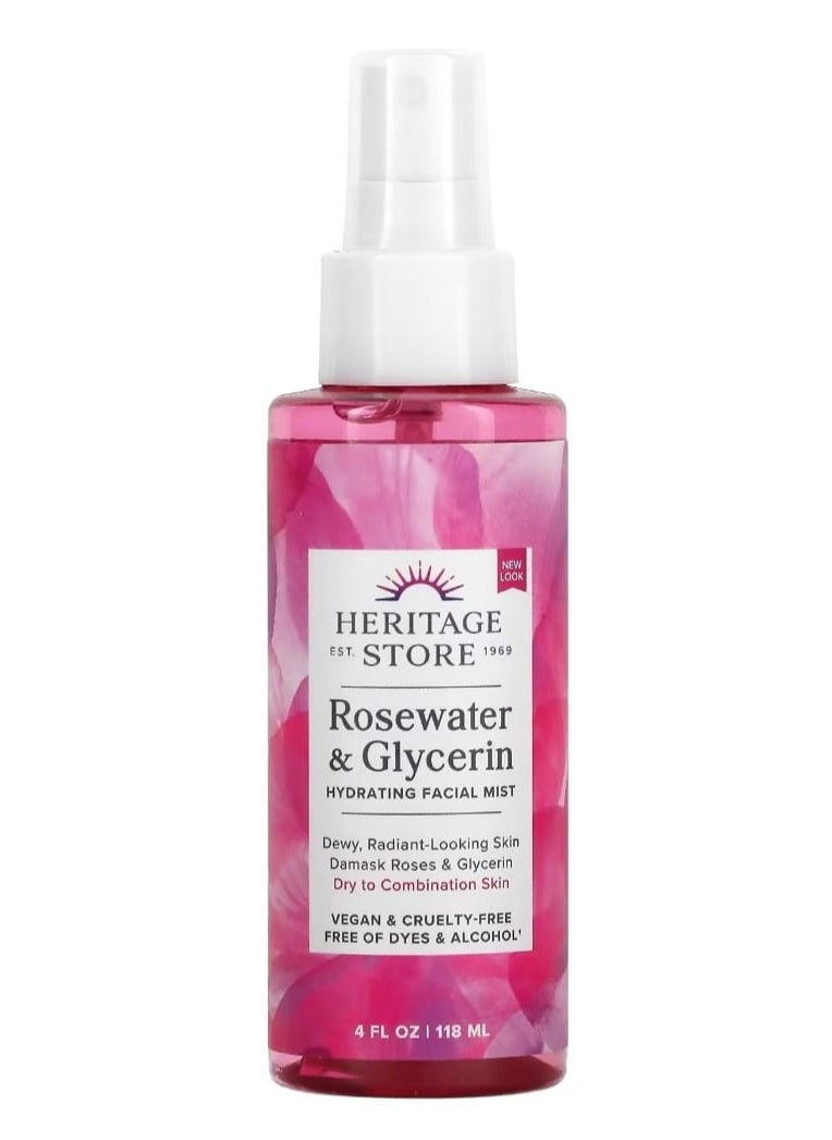 Heritage Store Rosewater & Glycerin Hydrating Facial Mist 4 fl oz (118 ml)  - Image 1