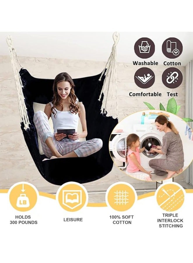 عربست كرسي أرجوحة معلق بحبل، أقصى وزن 300 رطل كرسي معلق مع جيب ومتانة مثالي للاستخدام في الهواء الطلق والمنزل وغرفة النوم والفناء والحديقة - Image 2