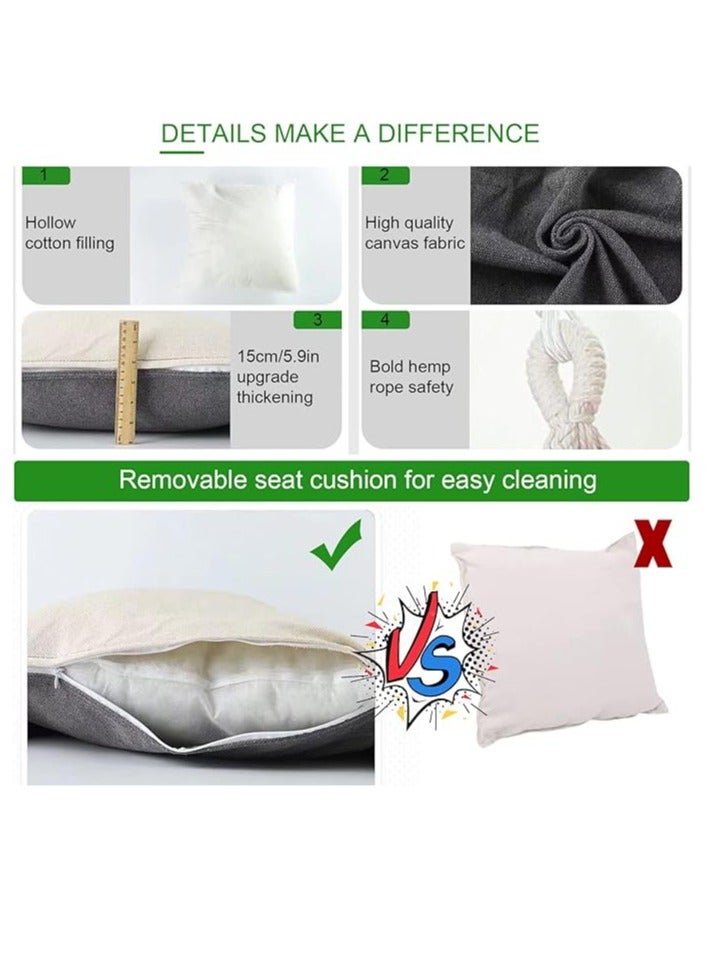 عربست كرسي أرجوحة معلق بحبل، أقصى وزن 300 رطل كرسي معلق مع جيب ومتانة مثالي للاستخدام في الهواء الطلق والمنزل وغرفة النوم والفناء والحديقة - Image 4