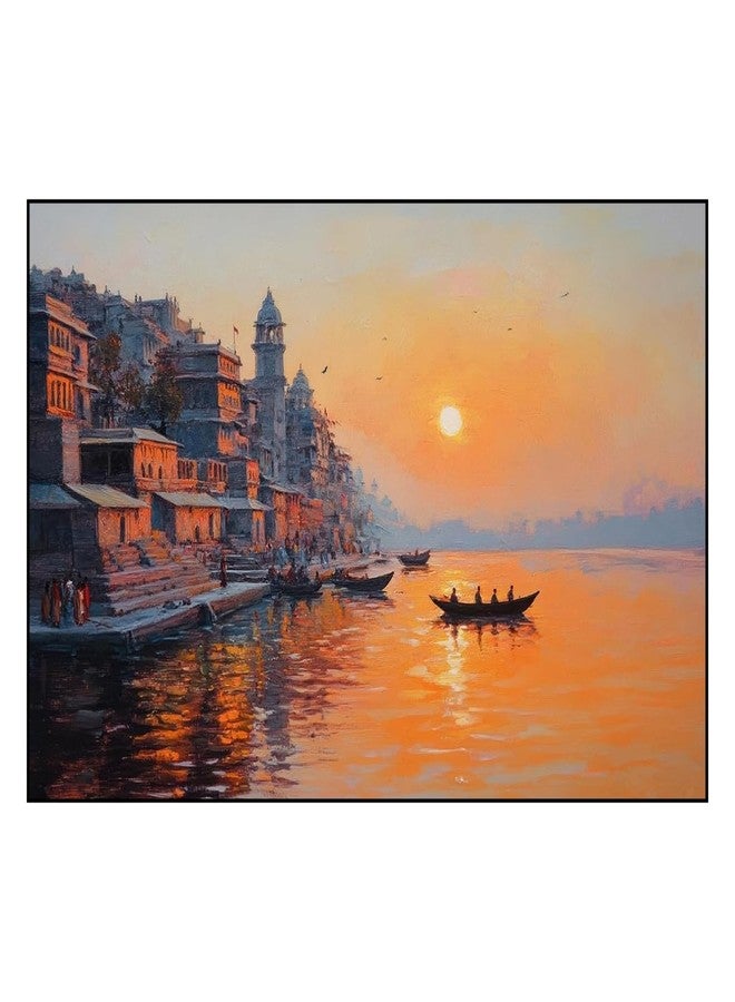 ANNACREATIONS Premium Abstract Canvas Wall Painting for Living Room Wall Art Home Decorations for Bedroom Dining Room Office Wall Decorations 24X36 INCHES Without Frame (Varanasi Ghat) - Image 1