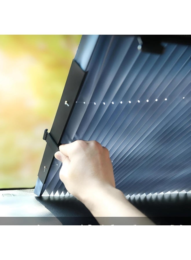 Jumbo 65cm Retractable Fan-Style Car Windshield Sunshade – Premium Heat Insulation for Dashboard Protection b - Image 2