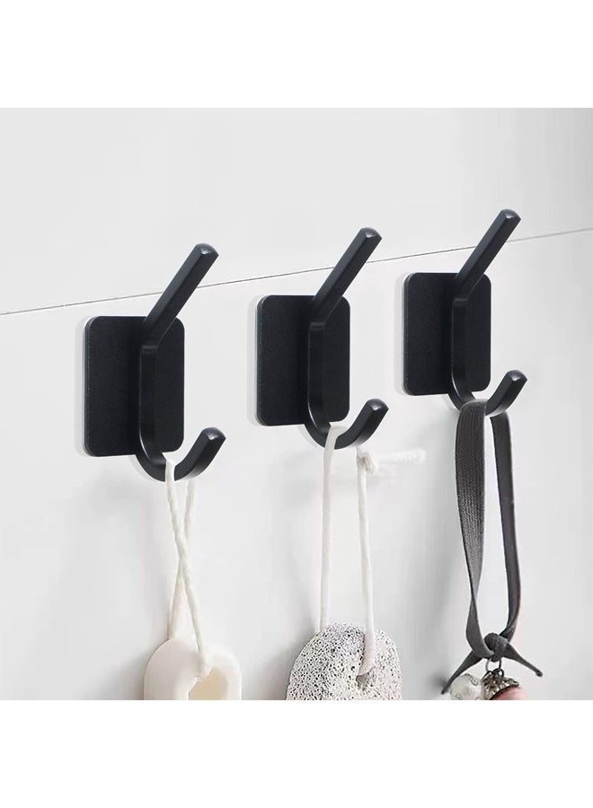 4-Pack Stainless Steel Wall Hooks for Coat, Handbag, Robe and Towels, Waterproof Self Adhesive Hooks, Double Heavy Duty for Wall, Bathroom, Door (Black) - Image 4
