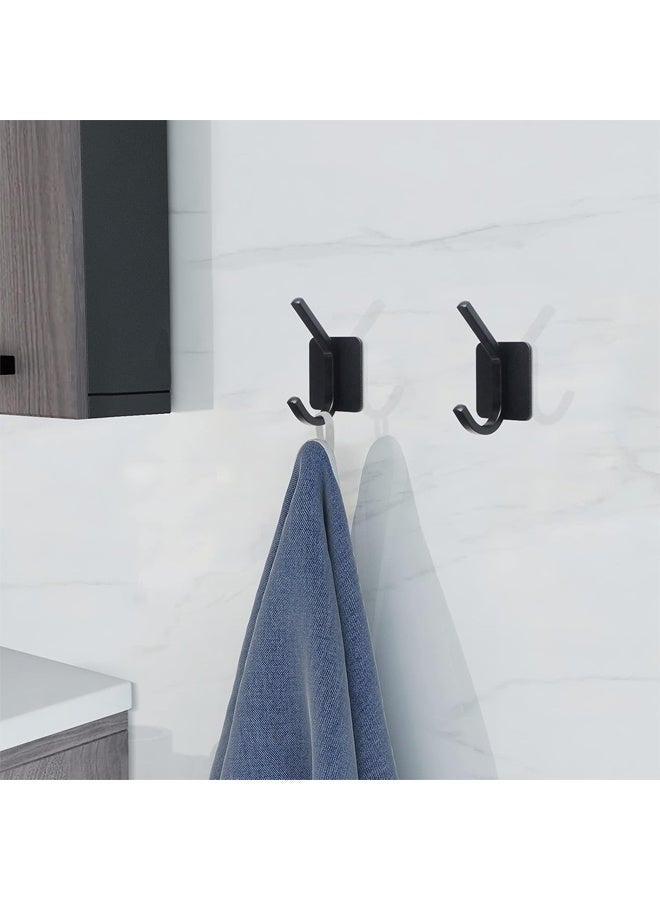 4-Pack Stainless Steel Wall Hooks for Coat, Handbag, Robe and Towels, Waterproof Self Adhesive Hooks, Double Heavy Duty for Wall, Bathroom, Door (Black) - Image 5