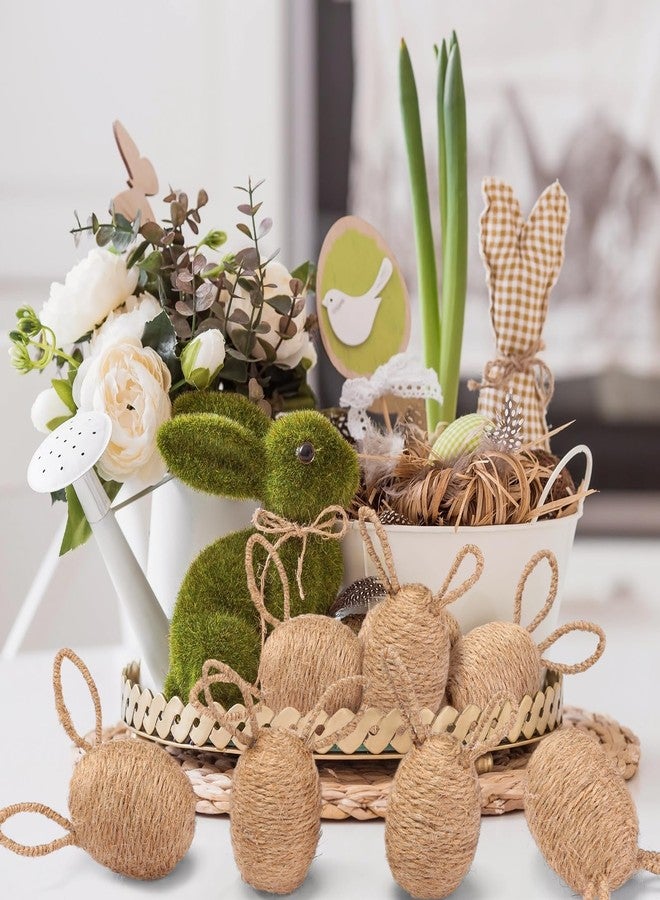 Halloscume 8 Pcs Farmhouse Easter Egg Linen Rope Eggs Rustic Easter Hunt Ornament for Spring Basket Fillers Party Centerpiece Decoration Table Setting(Bunny Style) - Image 5