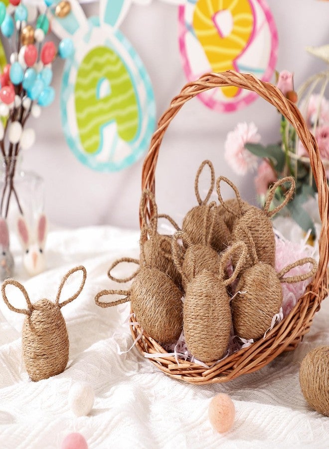 Halloscume 8 Pcs Farmhouse Easter Egg Linen Rope Eggs Rustic Easter Hunt Ornament for Spring Basket Fillers Party Centerpiece Decoration Table Setting(Bunny Style) - Image 4