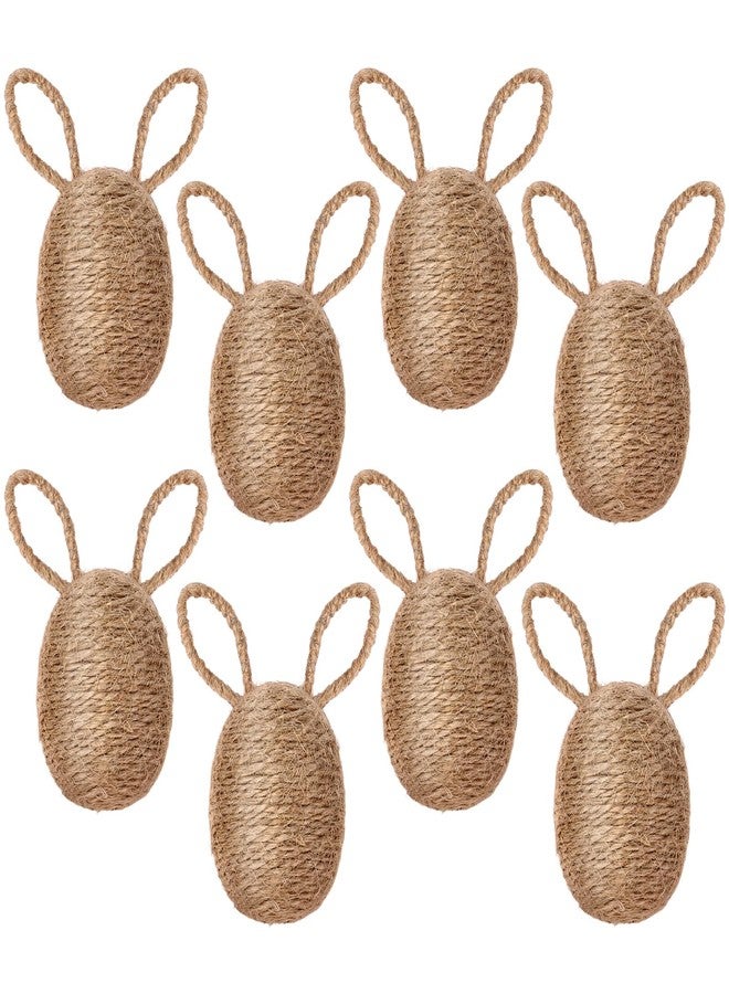 Halloscume 8 Pcs Farmhouse Easter Egg Linen Rope Eggs Rustic Easter Hunt Ornament for Spring Basket Fillers Party Centerpiece Decoration Table Setting(Bunny Style) - Image 1
