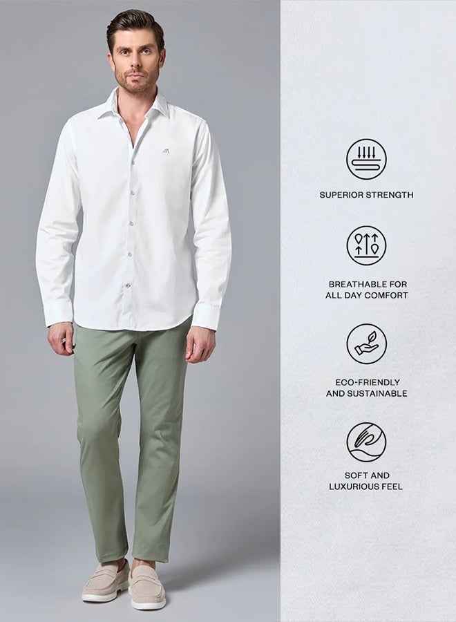 تكلف The Luminous Twill White Shirt with Silky Sheen - Image 3