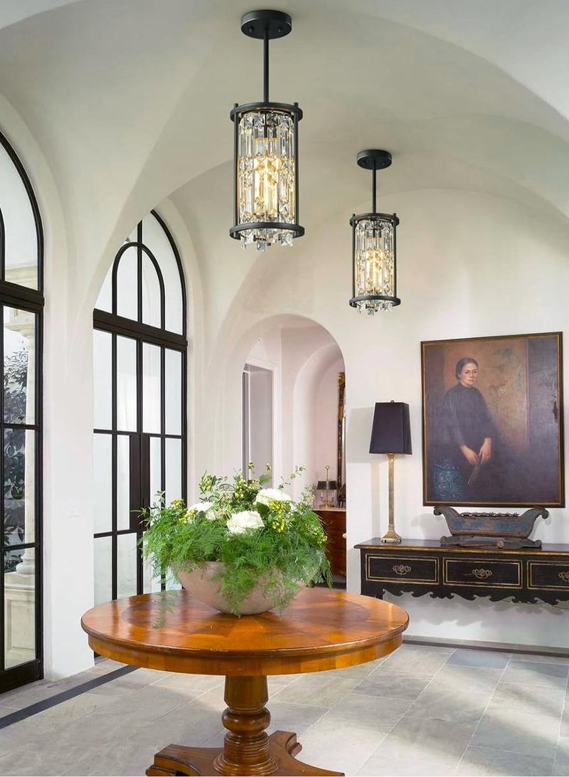 جي جوت مطعم الإضاءة شبه جزءا لا يتجزأ من السقف الإضاءة ( 16 سم / 6.29 بوصة في القطر ، 34.65 بوصة في الارتفاع قابل للتعديل ، E26 قاعدة المصباح ، باستثناء المصابيح الكهربائية ) الصناعية مزرعة الثريا المعادن الحديدية الثريا الكريستال ، شرفة المطبخ جزيرة ، كريستال الثريا الأمريكية جولة مصباح غرفة نوم - Image 4