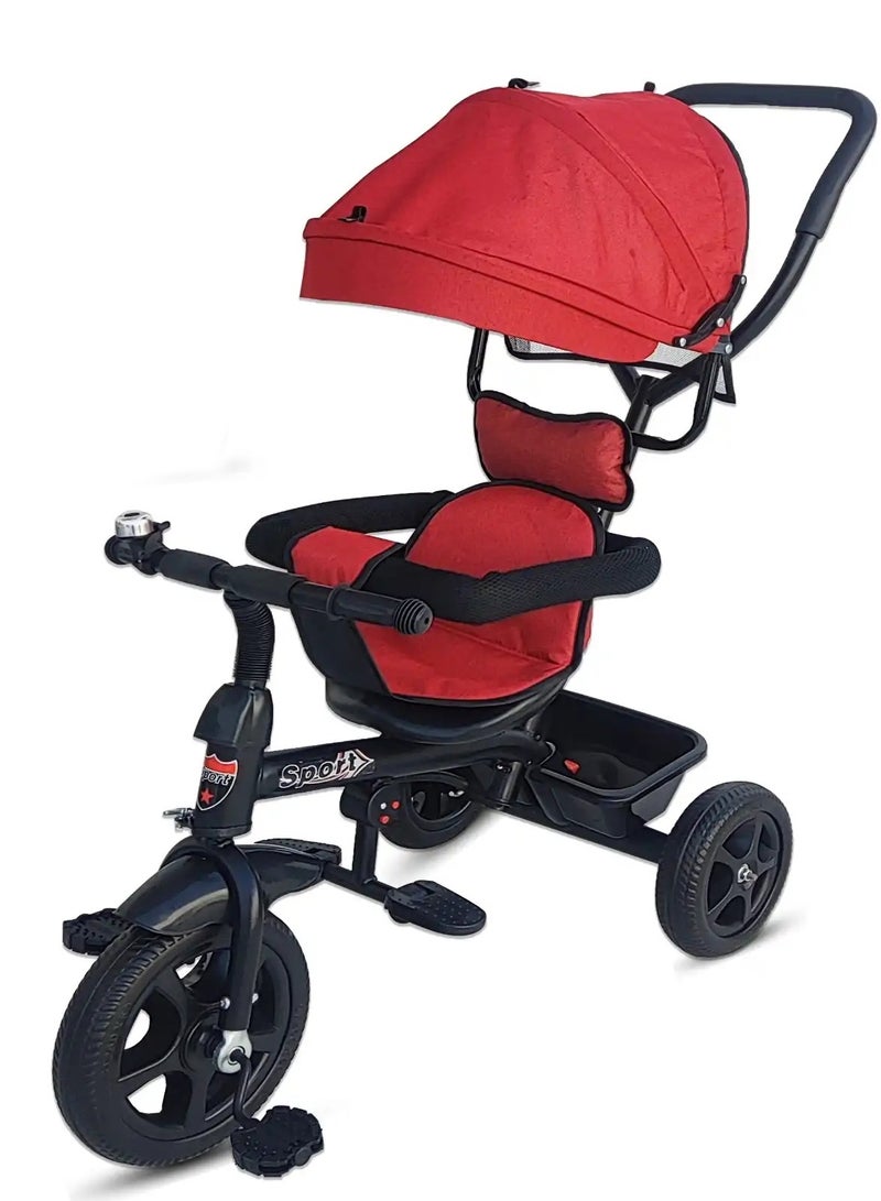 Toddler Push Tricycle with Parent Handle & Canopy - Convertible 3 Wheel Stroller Bike for Kids - Adjustable Seat & Footrest - Image 1