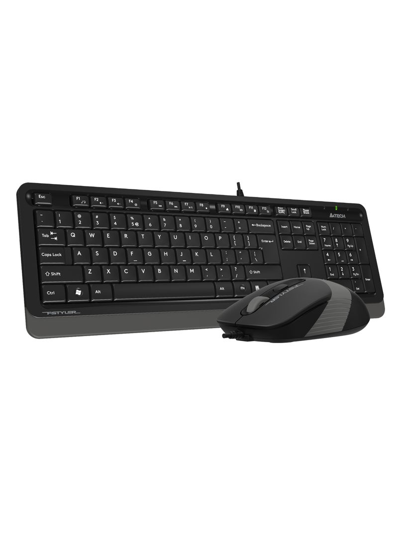A4TECH FSTYLER WIRED KEYBOARD MOUSE SET F-1010S, 1200/1600/2000 DPI ADJUSTABLE, 12 FN HOTKEYS,FOR WINDOWS XP / VISTA / 7 / 8 / 8.1 / 10, BLACK  - Image 2