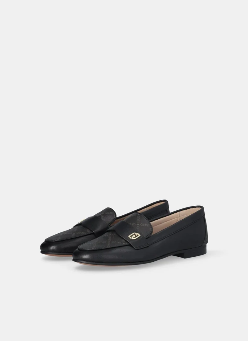 Liu Jo Monogram leather loafers