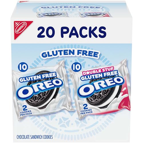 OREO Gluten Free Original & Double Stuf Chocolate Sandwich Cookies Variety Pack, Gluten Free Cookies, 20 Snack Packs (2 Cookies Per Pack) - Image 1