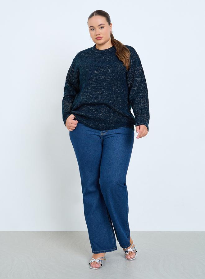 Styli Plus Size Regular Fit Lurex Knit Sweater - Image 2