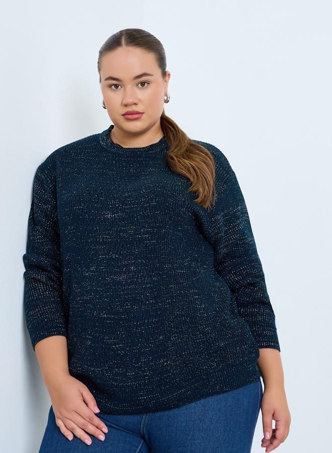 Styli Plus Size Regular Fit Lurex Knit Sweater - Image 1