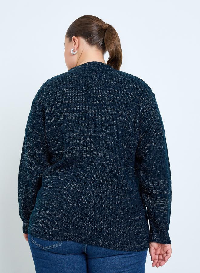 Styli Plus Size Regular Fit Lurex Knit Sweater - Image 4