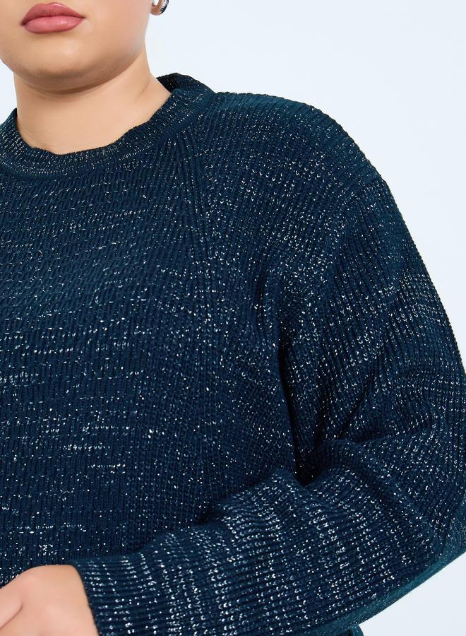 Styli Plus Size Regular Fit Lurex Knit Sweater - Image 3