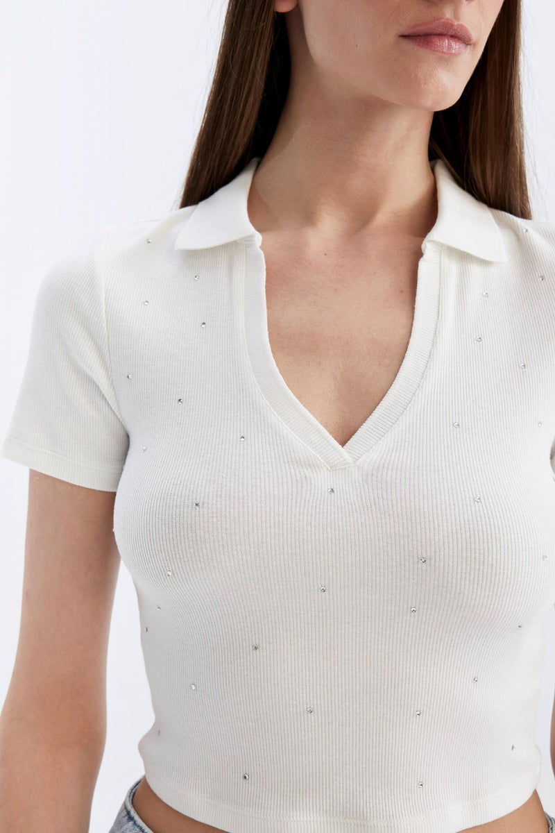 ديفاكتو تيشيرت بولو نص كم مضلع سليم فيت - Image 3