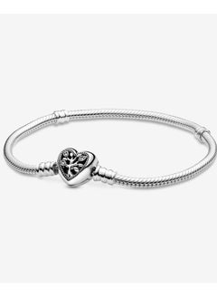 Family Tree Heart Clasp Snake Link Bracelet