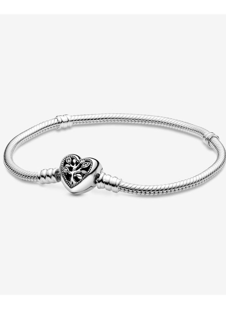 Pandora Violet - Family Tree Heart Clasp Snake Link Bracelet - Image 1