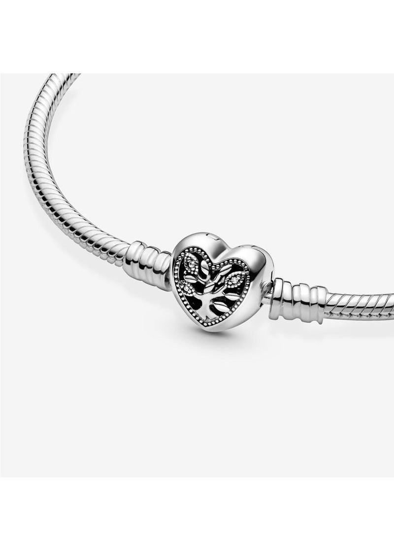 Pandora Violet - Family Tree Heart Clasp Snake Link Bracelet - Image 1