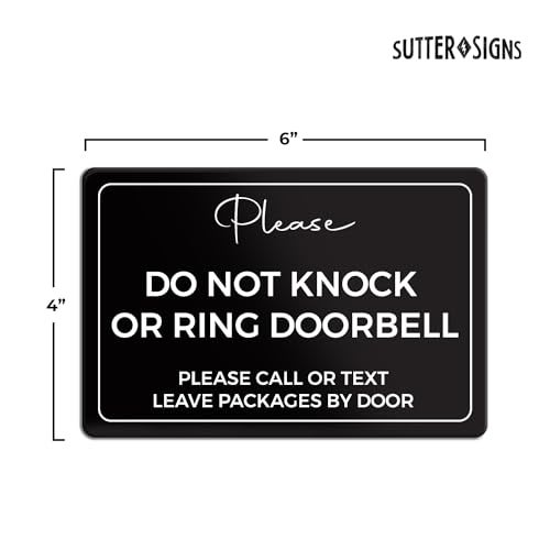 Sutter Signs Please Do Not Knock or Ring Doorbell Sign, Durable ABS Plastic with Full Adhesive Backing, Do Not Disturb Sign for Home, Office Door 4x6" - Image 2