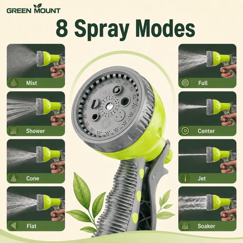 ALongDeng 30M Garden Hose Reel Set, Garden Hose Reel Kit Water Hose Holder with 8 Types Water Gun and 2M Hoses Spray Heads for Household Garden Watering Car Wash - Image 3