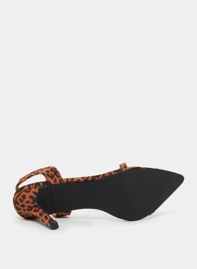 Styli Leopard Print Slingback Stiletto Heel Sandals