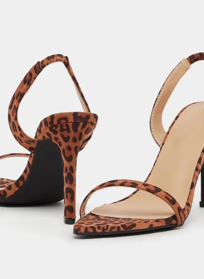 Styli Leopard Print Slingback Stiletto Heel Sandals