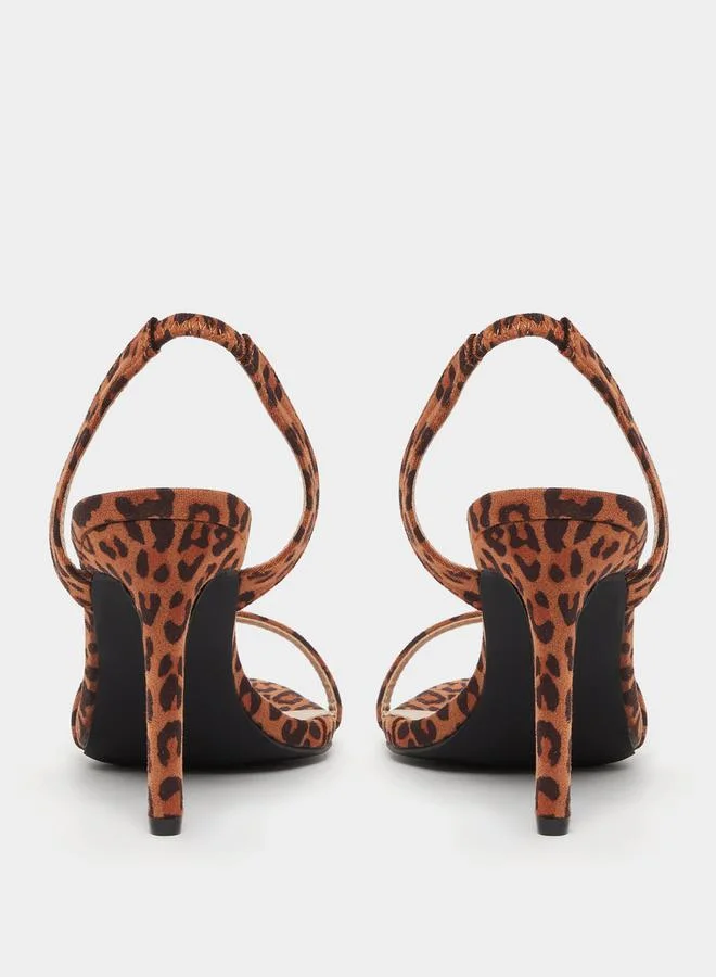 Styli Leopard Print Slingback Stiletto Heel Sandals
