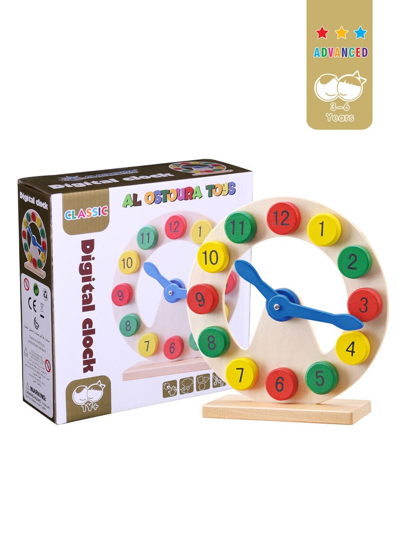 al ostoura toys Wooden Teaching Time Clock Toys Learning Number Tools LW1101 - Image 1