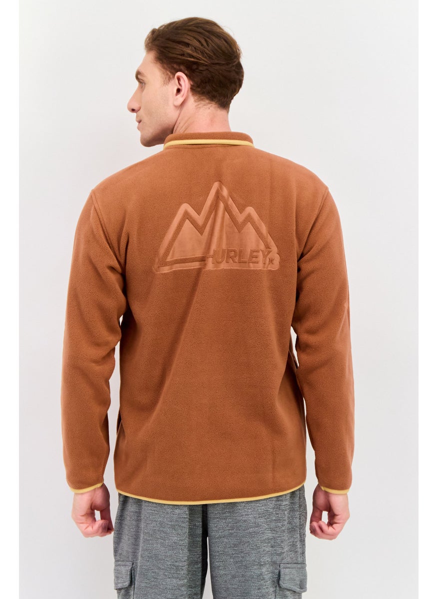 Hurley - Men Sportswear Fit Long Sleeve Half Zip Training Jackets, Rust Brown - Image 1