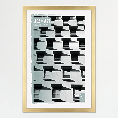 MCS Foundation 12x18 Poster Frame Traditional Brass Vertical  Horizontal Wall Hanging Large Picture Frame for Photos Posters  Art Prints 1Pack