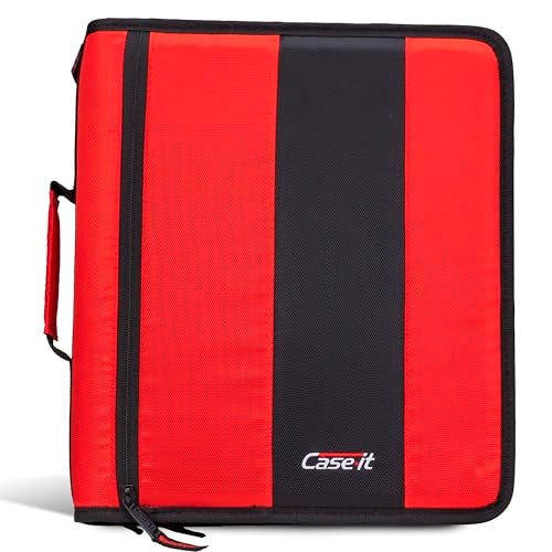 Case it Case-it Classic Zipper Binder | 2-Inch O-Rings, 350 Sheet Capacity, Multiple Storage Pockets & Shoulder Strap | School & Office Organizer | D-251 Fire Engine Red - Image 5