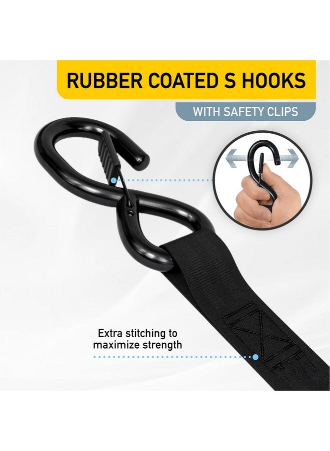 AUGO Retractable Ratchet Straps | 4 Heavy Duty Ratchet Straps Self Retractable Tie Down Straps with Soft Loops & Storage Bag for Motorcycle, Truck, Trailer, Cargo Van | 1200 Lb Break Strength 1” x 10’ - Image 3
