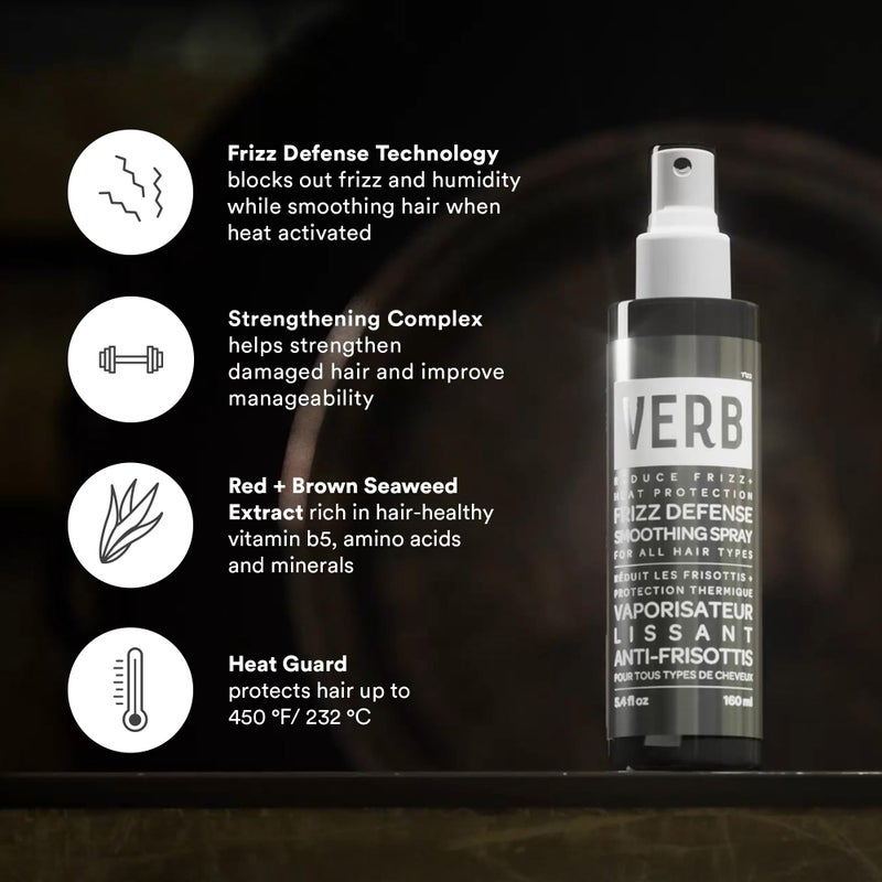VERB Frizz Defense Smoothing Spray, 5.4 fl oz â€“ Anti-Frizz Shield + Heat Protection for Sleek Blowouts â€“ No Parabens, Gluten, or Harmful Sulfates â€“ All Hair Types - Image 4