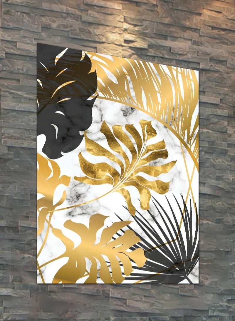 Droplyte Abstract Golden Leaves Decorative Wall Art Wall Decor Card Board MDF Home Decor for Living Room, Drawing Room, Office Room and Bedroom 40CM x 60CM  - Image 2