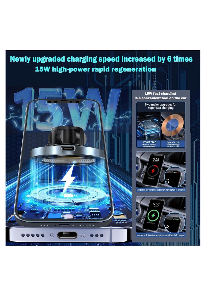 SYOSI 15W Magnetic Wireless Car Charger, Compatible with iPhone 15/ iPhone 14/iPhone 13 and Android, Fast Charging, 360° Rotation Air Vent Magnet Accessories Car Phone Holder - Image 5
