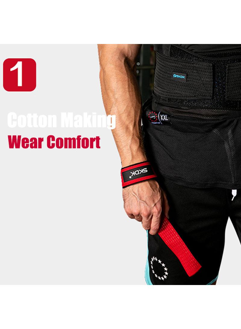 SKDK 1 Pair Lifting Straps Deadlift Gym Wrist Straps Weightlifting With Neoprene Cushioned Wrist Padded And Anti-Skid Silicone For Weightlifting Bodybuilding Xfit Strength Training - Image 2