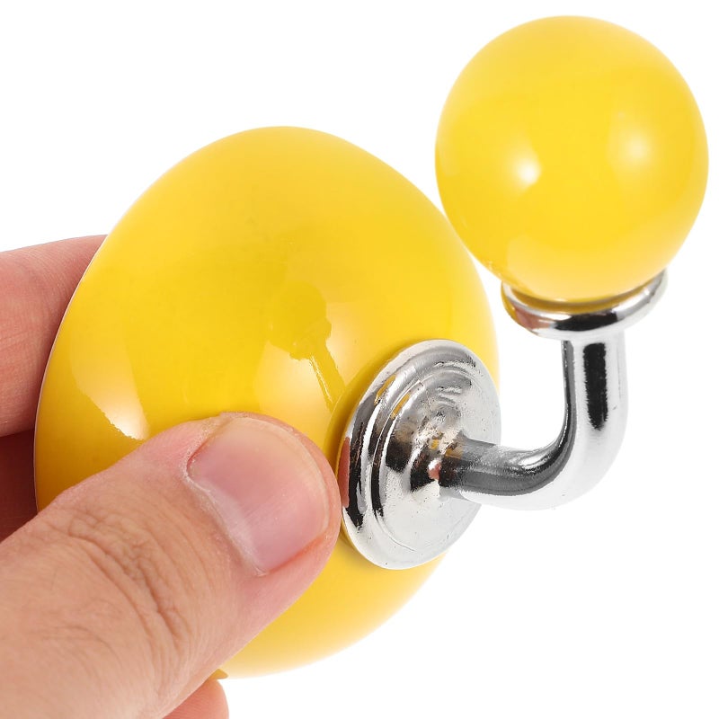 Ceramic Wall Mounted Coat Hook Round Yellow for Kitchen Bathroom Entryway - Image 5