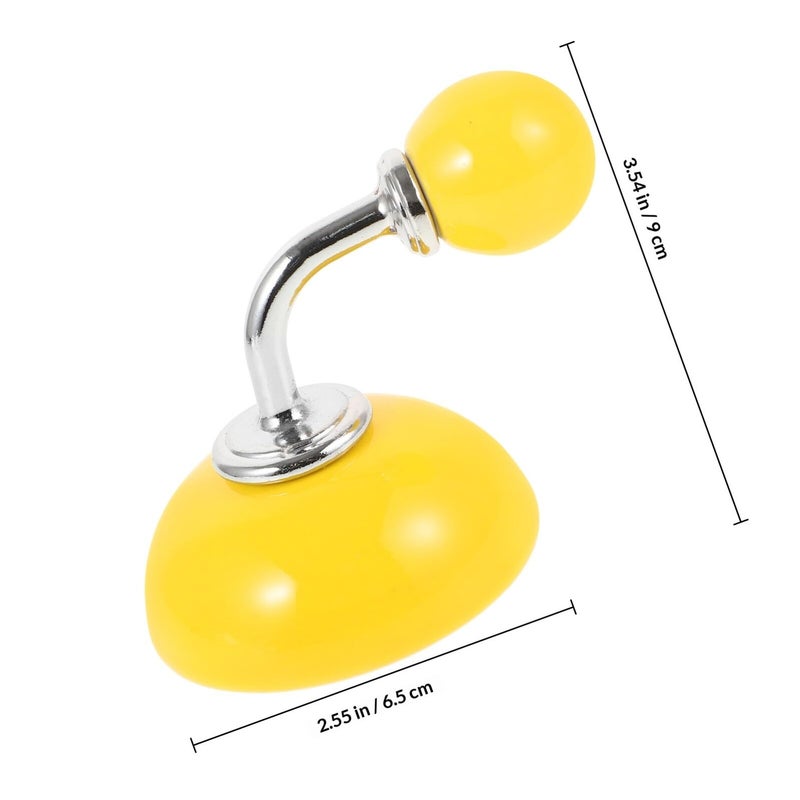 Ceramic Wall Mounted Coat Hook Round Yellow for Kitchen Bathroom Entryway - Image 3