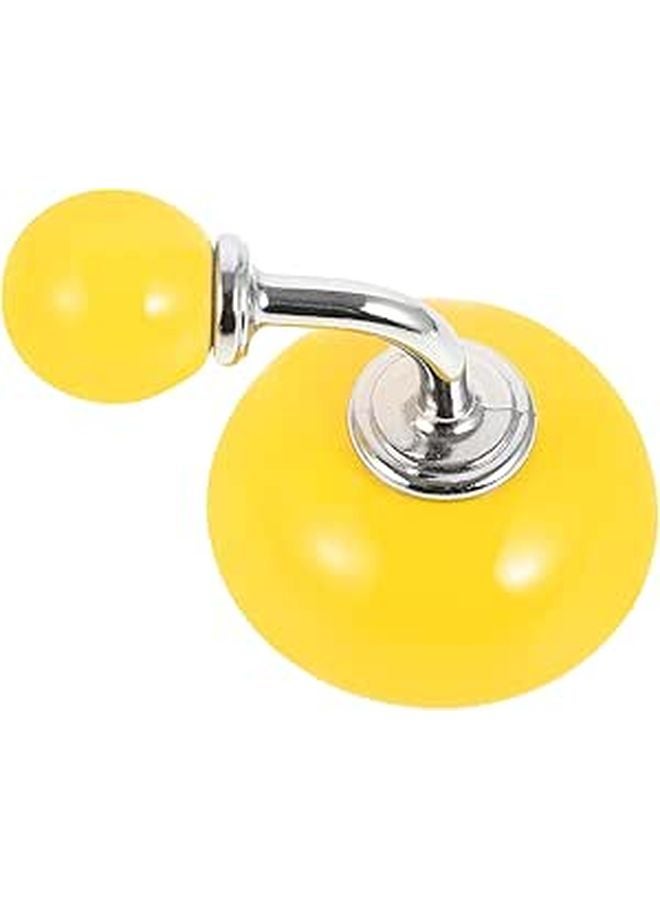 Ceramic Wall Mounted Coat Hook Round Yellow for Kitchen Bathroom Entryway - Image 1