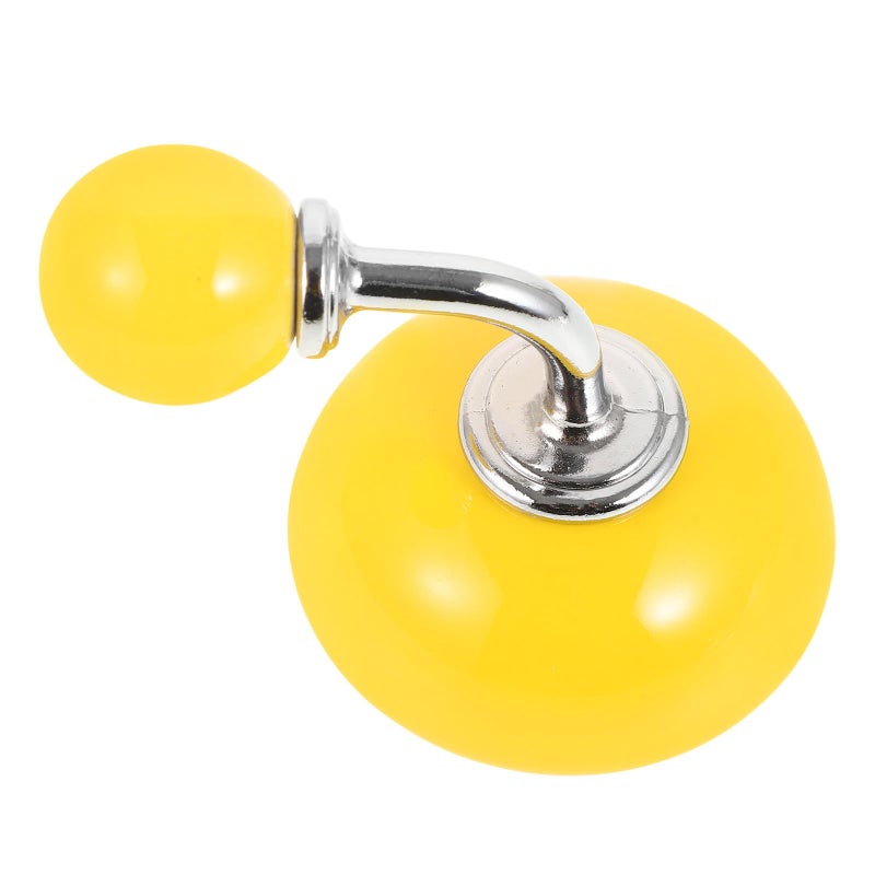 Ceramic Wall Mounted Coat Hook Round Yellow for Kitchen Bathroom Entryway - Image 2