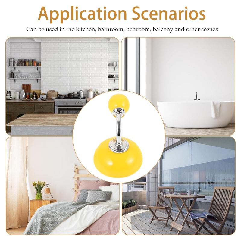 Ceramic Wall Mounted Coat Hook Round Yellow for Kitchen Bathroom Entryway - Image 4