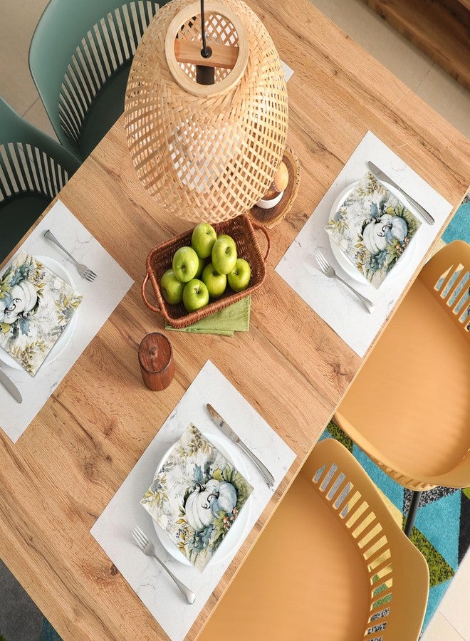 JarThenaAMCS 80Pcs Fall Pumpkin Paper Napkins Blue Vintage Autumn Luncheon Napkin Decorative Dessert Dinner Hand Napkin for Thanksgiving Harvest Wedding Birthday Party Supplies - Image 4