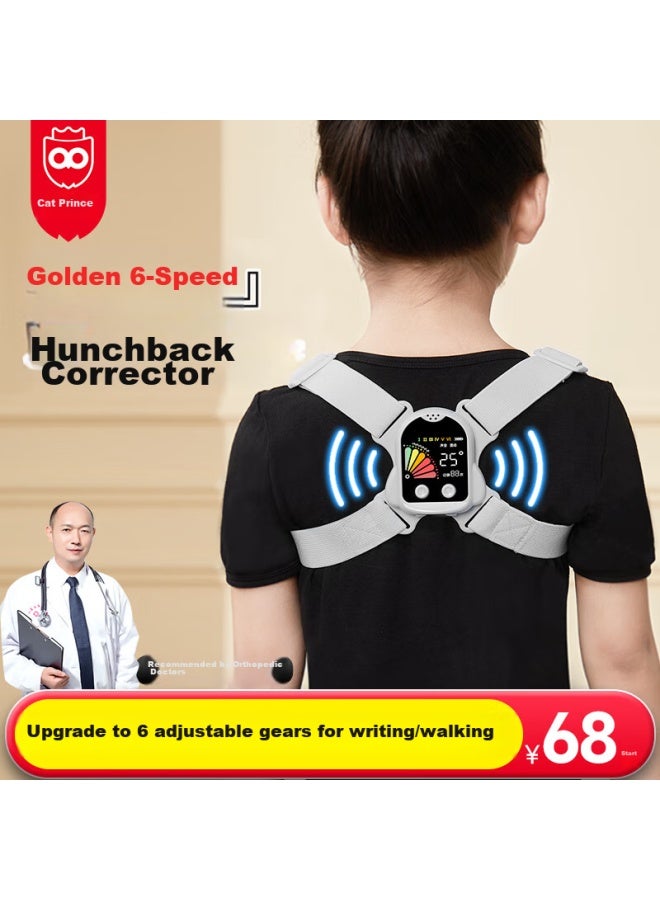 Cat Prince Maotaizi Children's Posture Corrector, Youth Hunchback Correction Brace, Sitting Posture Corrector, Anti-lowering Head, Spine Correction, Hunchback Fixer, Student Homework Back Reminder, Gray - Image 1