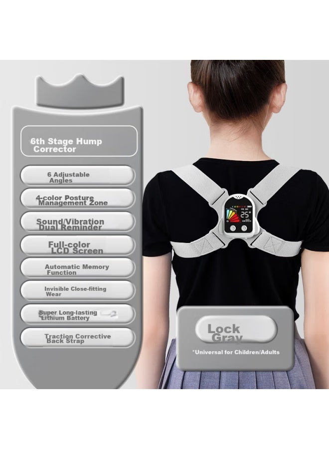 Cat Prince Maotaizi Children's Posture Corrector, Youth Hunchback Correction Brace, Sitting Posture Corrector, Anti-lowering Head, Spine Correction, Hunchback Fixer, Student Homework Back Reminder, Gray - Image 5